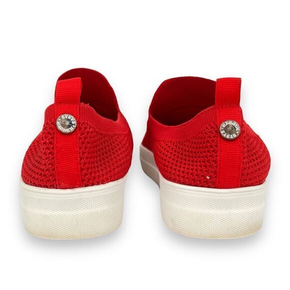 Steve Madden Daray Red Knit Mesh Stretch White Platform Slip On Sneaker Size 6.5 - Picture 9 of 10